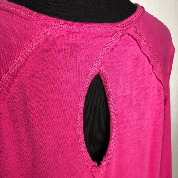 Soft Surroundings bright pink keyhole back v neck top size Petite Extra Large XL - Picture 12 of 13
